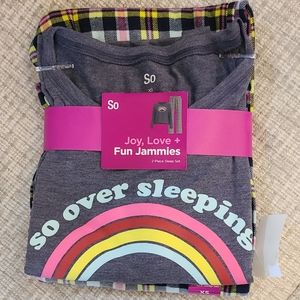 NWT'S- SO by Kohls - Joy, Love + Fun Jammies - SO Over Sleeping, Size XS